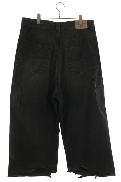 BALENCIAGA Grunge Ripped Baggy Denim Pants Black Size 30