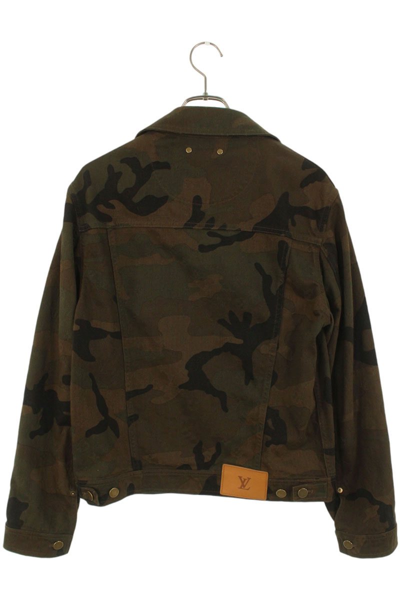 SUPREME LOUISVUITTON 17AW LV Jacquard Denim Trucker Jacket Green Size XS
