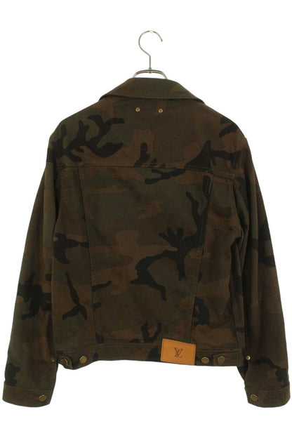 SUPREME LOUISVUITTON 17AW LV Jacquard Denim Trucker Jacket Green Size XS