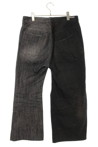 Balenciaga Reconstructed Wide Denim Pants Black x Gray Size XS