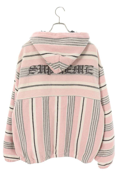 Supreme 25SS Woven Stripe Hooded Jacket Striped Blouson Pink Size XL
