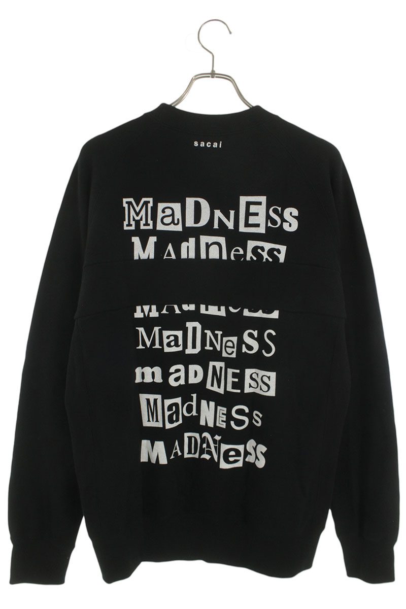 Sacai 21SS Logo Print Reconstructed Crewneck Sweatshirt Black Size L