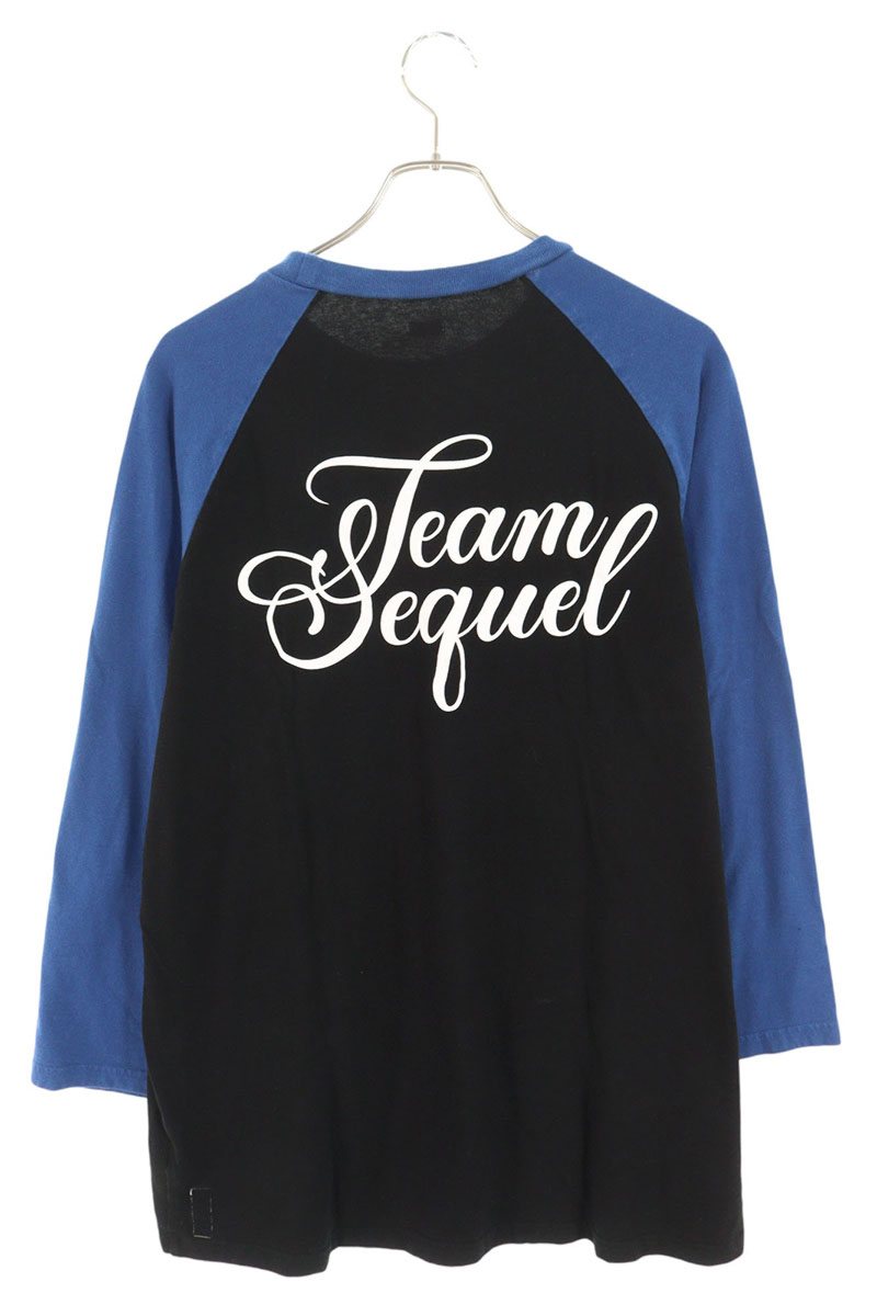 SEQUEL Print Long Sleeve T-Shirt Black x Blue Size XL