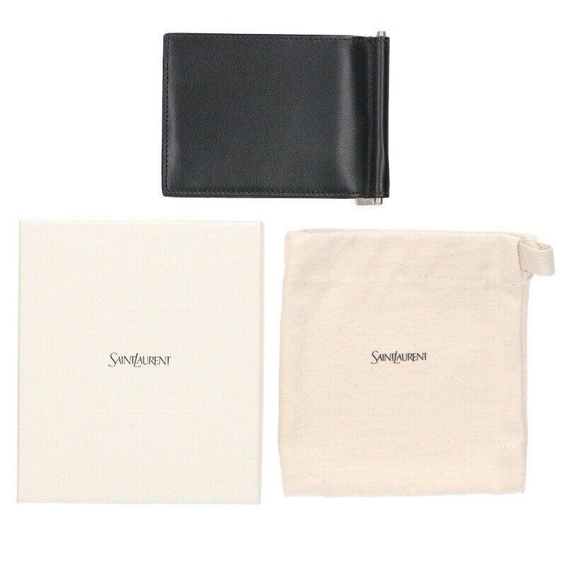Saint Laurent Paris Wallet Black x Silver One Size