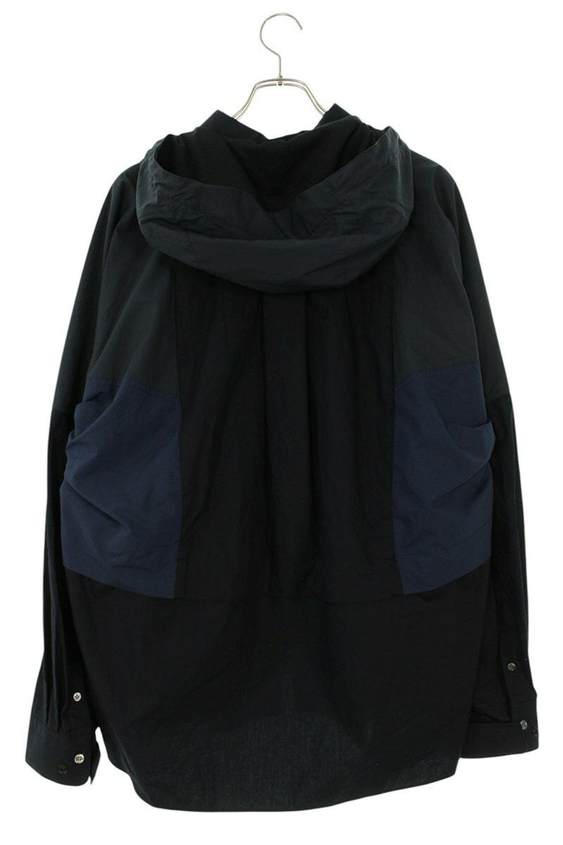 Sacai 21AW Cotton Poplin Hooded Blouson Blue Size L