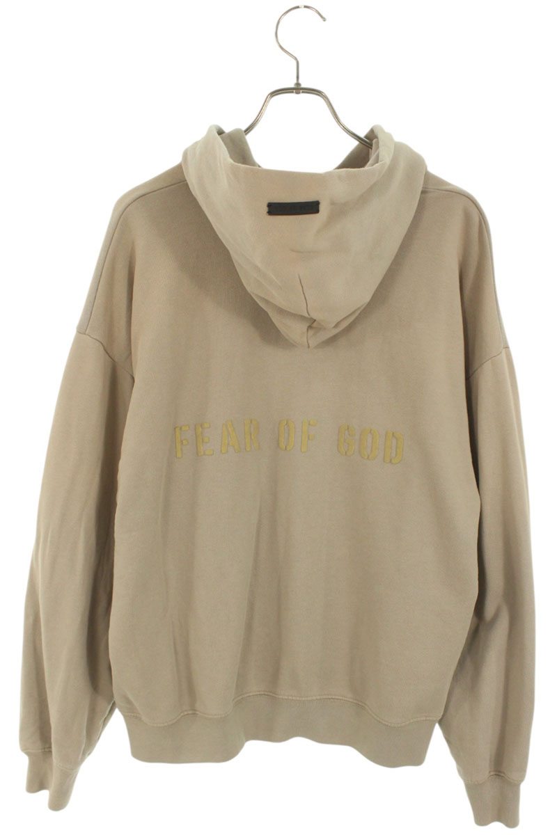 Vintage Fear of God Tops - FEAR OF GOD Logo Pullover Hoodie Beige Size S - Authentic Archive