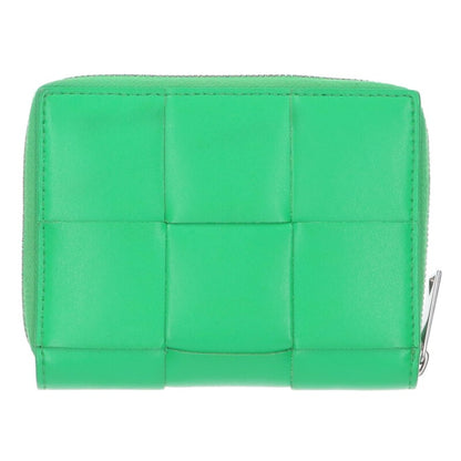 Bottega Veneta Cassette Intrecciato Leather Round Zip Wallet Green One Size