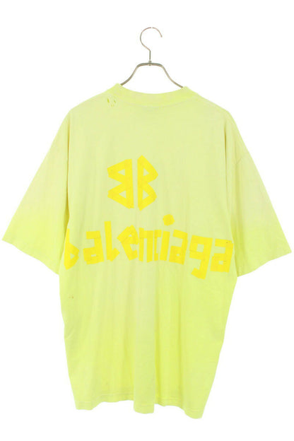 Balenciaga 23SS Logo Distressed T-Shirt Yellow Size XS