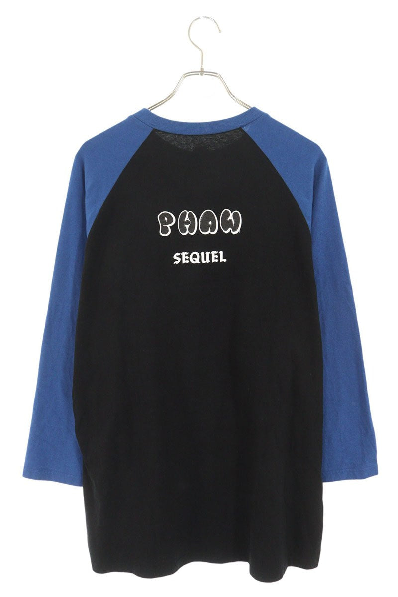 SEQUEL Logo Print Long Sleeve T-Shirt Black x Blue Size XL
