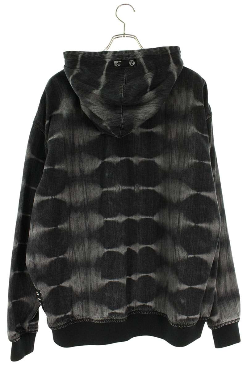 Neighborhood Tie Dye Denim Zip Up Hoodie Black Size L