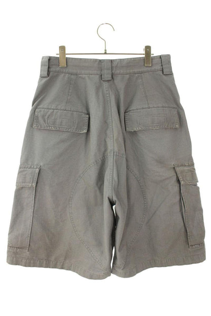 BALENCIAGA Distressed Logo Cargo Shorts Gray Size 28