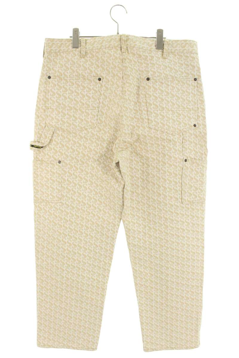 Supreme 21AW Monogram Double Knee Denim Painter Pant Long Pants Beige Size 36