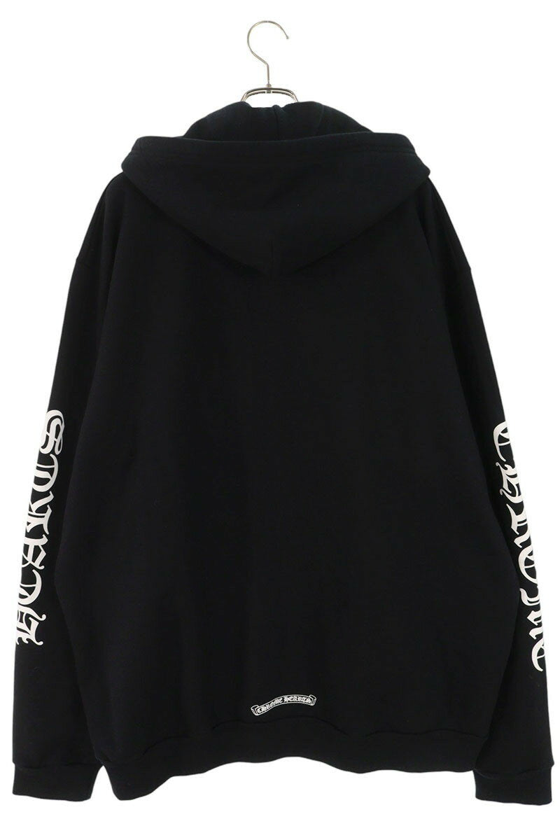 Chrome Hearts SWTSHRT HD ZIP Logo Print Up Hoodie Black x Silver Size XXL