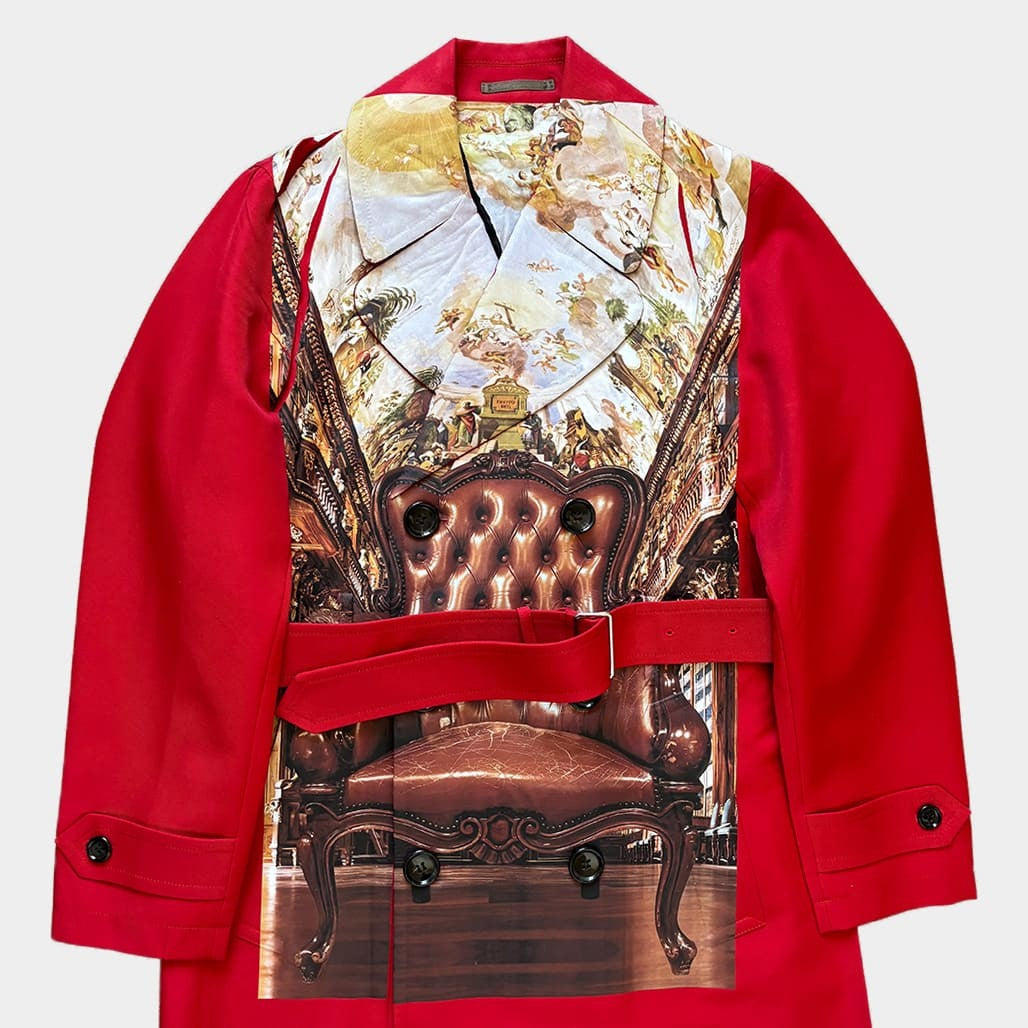 COMME DES GARCONS HOMME PLUS 24SS Trompe-l'oeil Trench Coat Red Size XS
