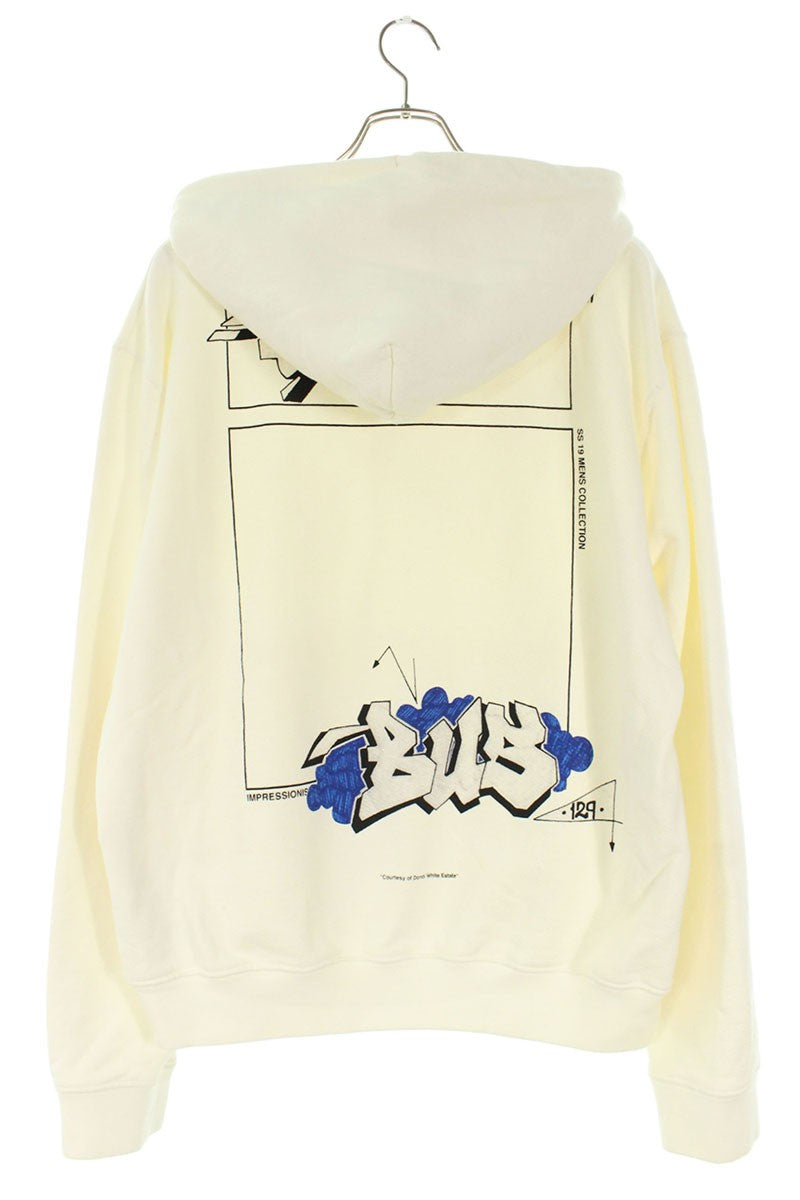 Off-White 19SS Print Pullover Hoodie White Size XL