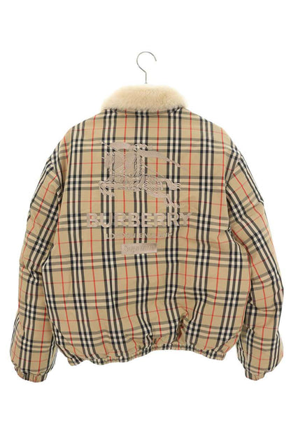Supreme x Burberry 22SS Shearling Collar Down Puffer Jacket Beige Size M