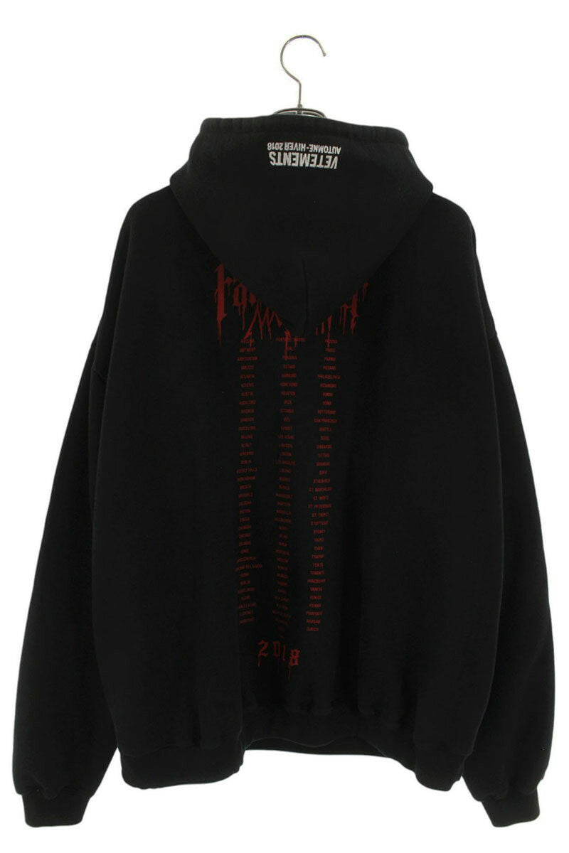 Vetements 17AW Logo Print Pullover Hoodie Black Size XS