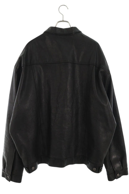 BALENCIAGA Boxy Leather Trucker Jacket Black Size XS