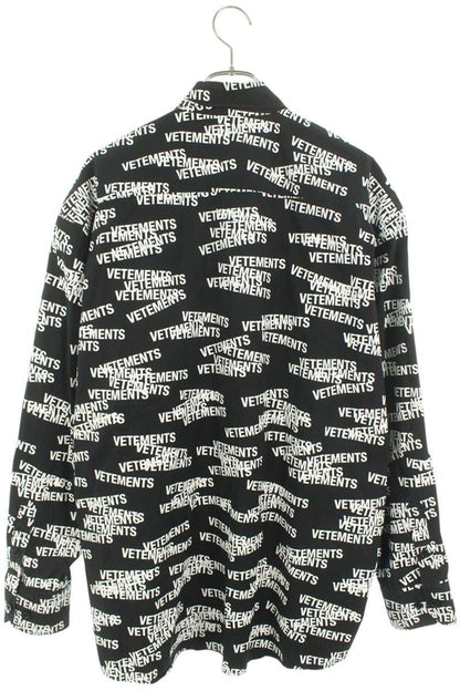Vetements 22SS Logo All-Over Print Long Sleeve Shirt Black Size M