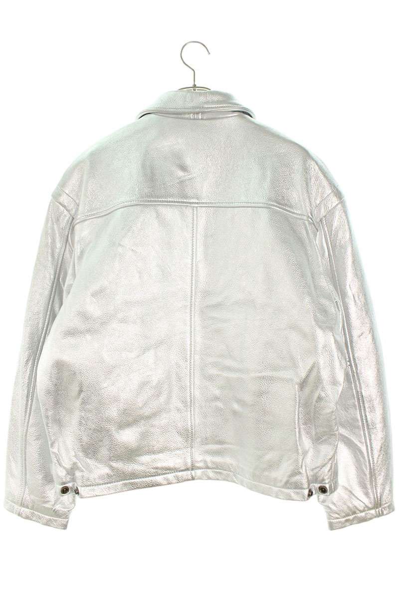 Supreme x Schott 25SS Leather Clip Jacket Silver Size M