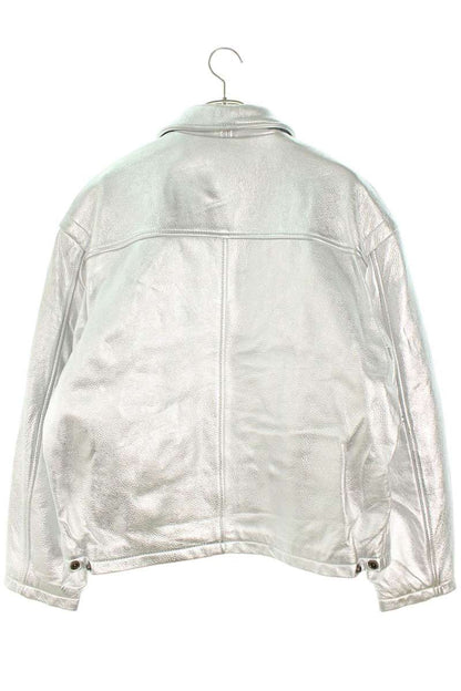 Supreme x Schott 25SS Leather Clip Jacket Silver Size M