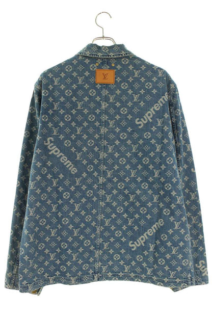 SUPREME LOUISVUITTON 17AW Jacquard Denim Coat Size L
