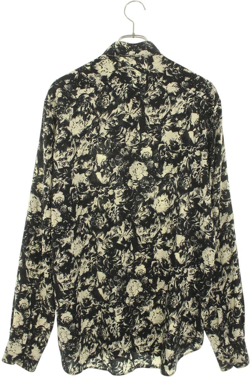 Saint Laurent Paris 20SS All-Over Print Silk Long Sleeve Shirt Black Size XS