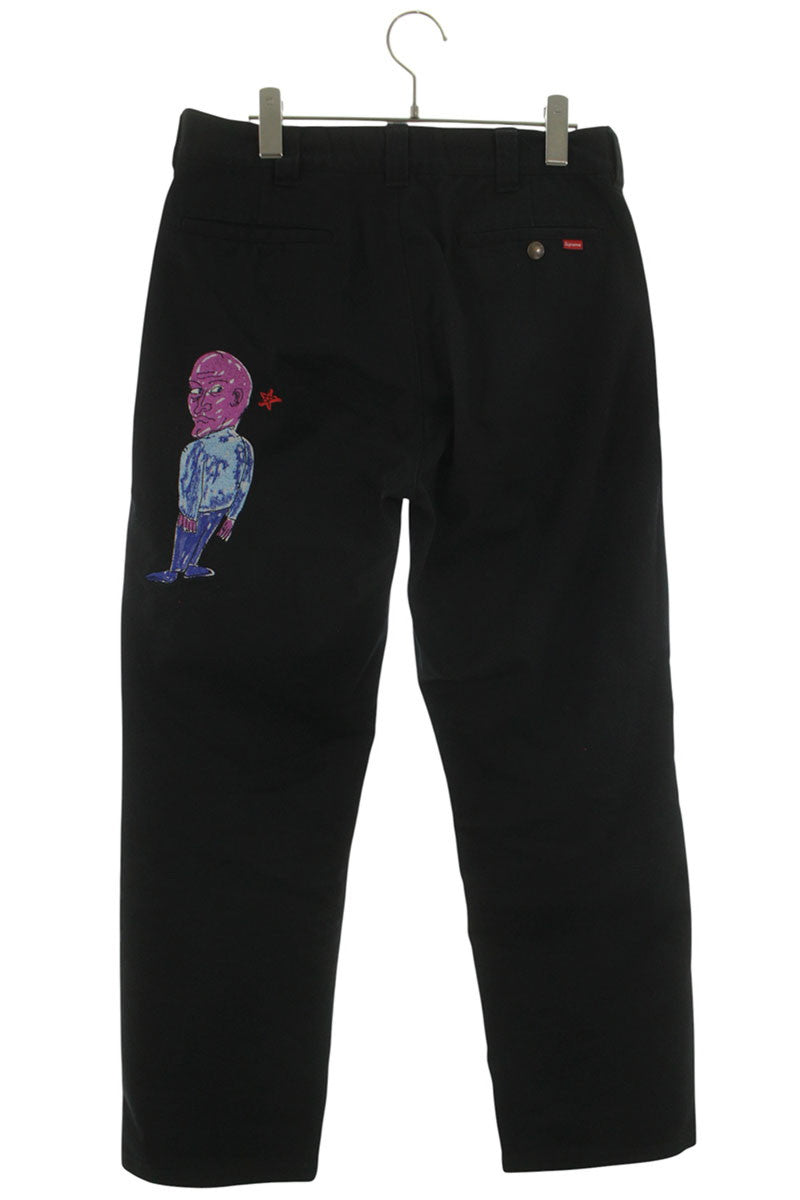 Supreme 20SS Daniel Johnston Embroidered Work Pant Long Pants Black Size 30