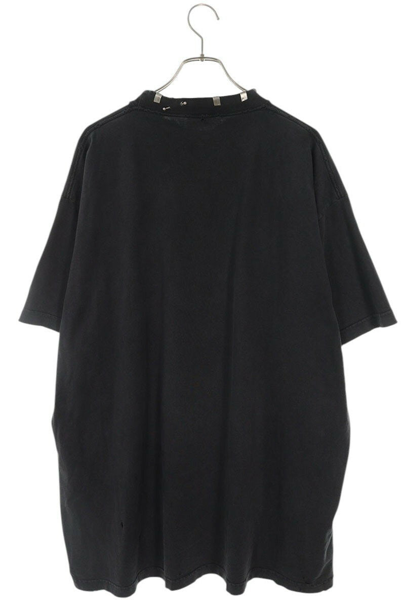 Balenciaga Distressed Oversized T-Shirt Black x Silver Size L