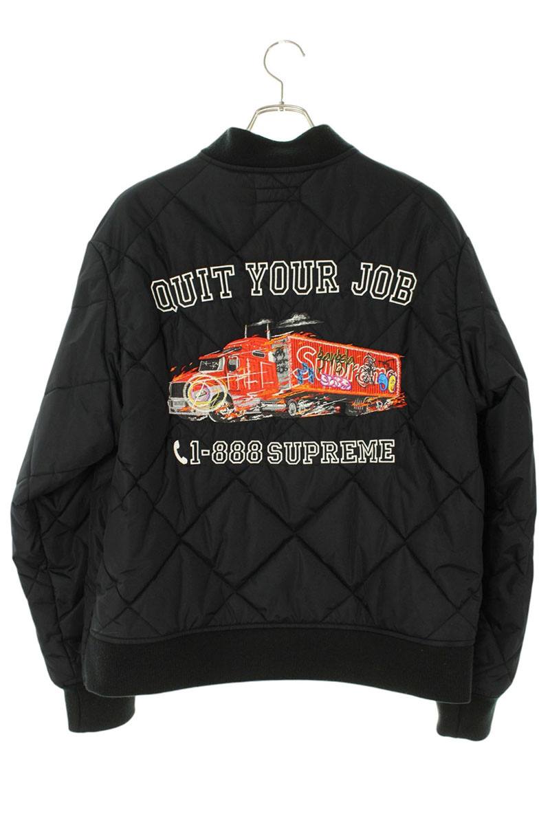 Supreme 21AW Quit Your Job Quilted Work Jacket Embroidered Blouson Black Size M