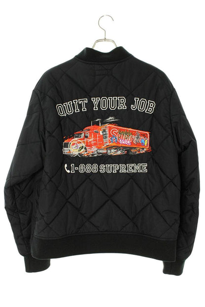 Supreme 21AW Quit Your Job Quilted Work Jacket Embroidered Blouson Black Size M