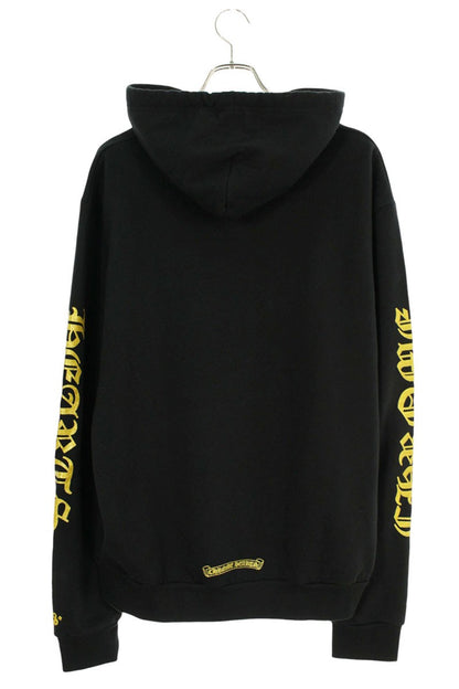 Chrome Hearts Logo Print Pullover Hoodie Black x Gold Size M