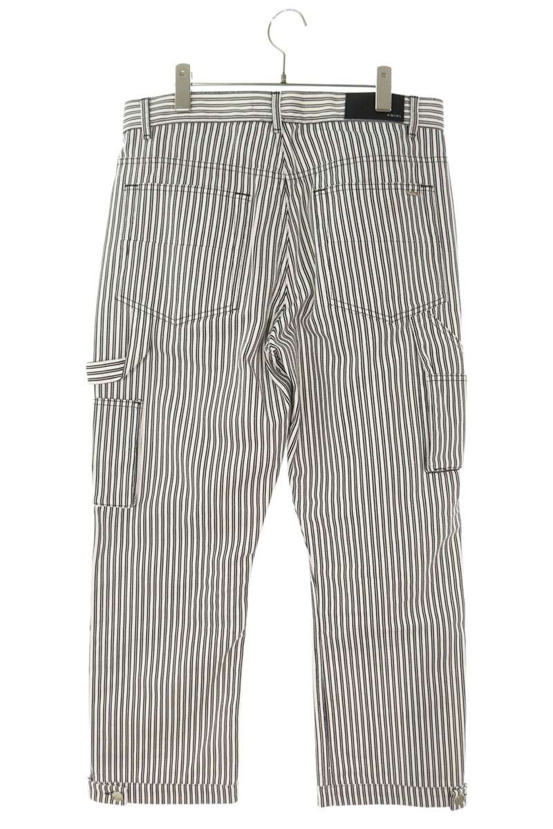 Amiri 24SS Embroidered Striped Denim Pants White x Black Size 36