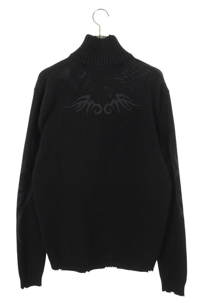 BALENCIAGA Y2K Damaged Knit Zip-Up Cardigan Black Size S