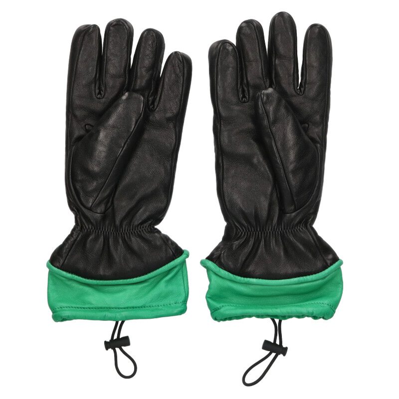 Bottega Veneta Leather Glove Black x Green One Size