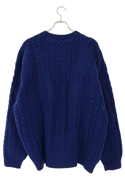 Supreme 23AW Applique Cable Knit Sweater Blue Size XL