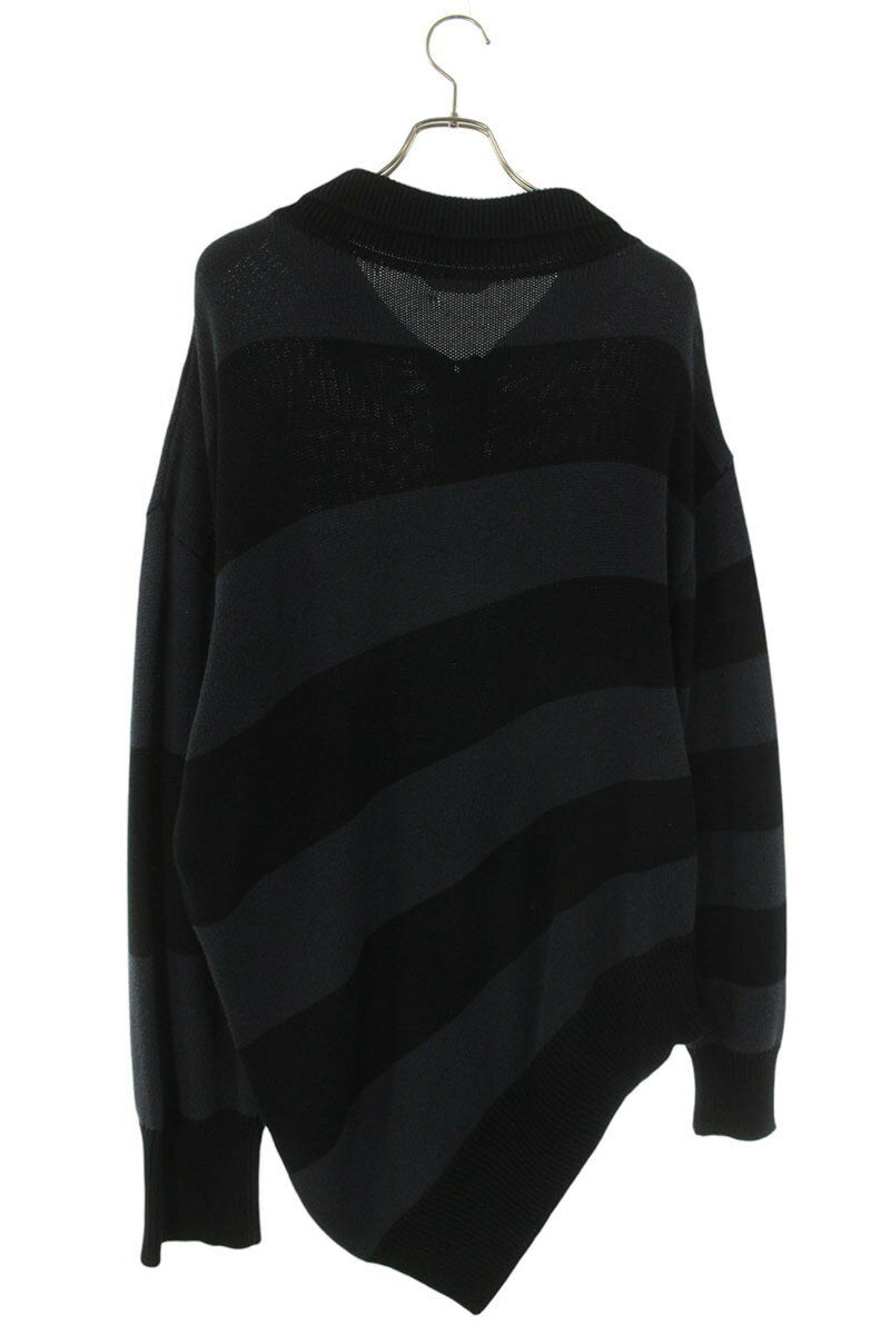 Balenciaga Polo Striped Cotton Knit Sweater Black Size XS