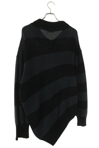 Balenciaga Polo Striped Cotton Knit Sweater Black Size XS
