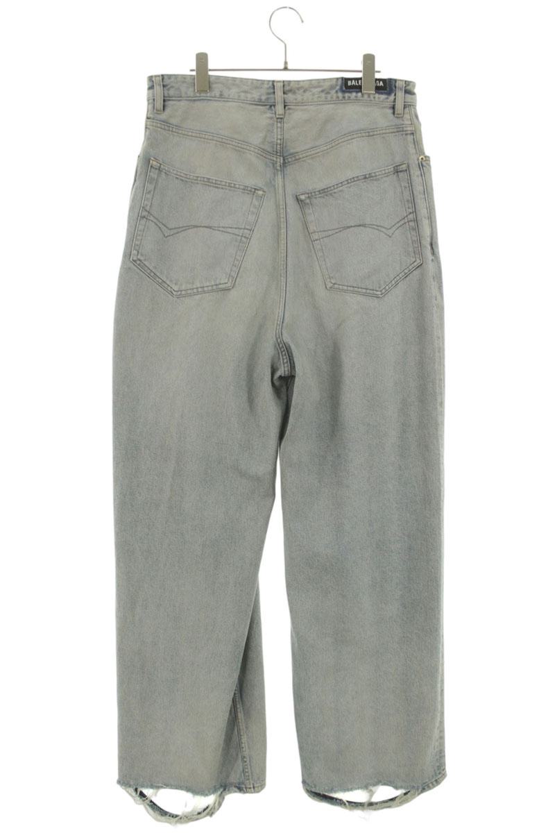 Balenciaga 23AW Distressed Wide Denim Pants Blue Size US 30