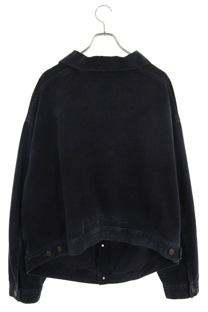 BALENCIAGA Distressed Denim Off-Shoulder Jacket Size M