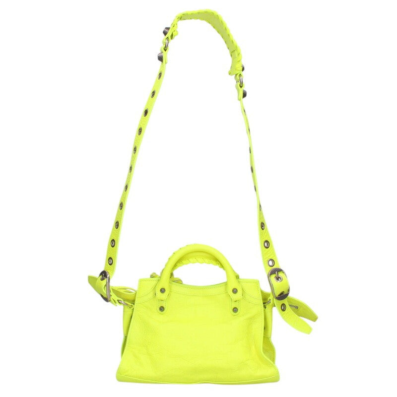 Balenciaga XS 2way Leather Handbag Yellow One Size