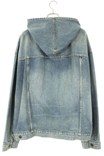 Balenciaga 22AW Pullover Hooded Denim Hoodie Blue Size M