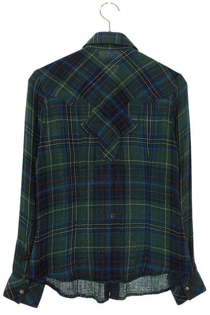 Vintage Chrome hearts Tops - Chrome Hearts Cross Check Pattern Long Sleeve Shirt Size XS Green x Silver - Authentic Archive