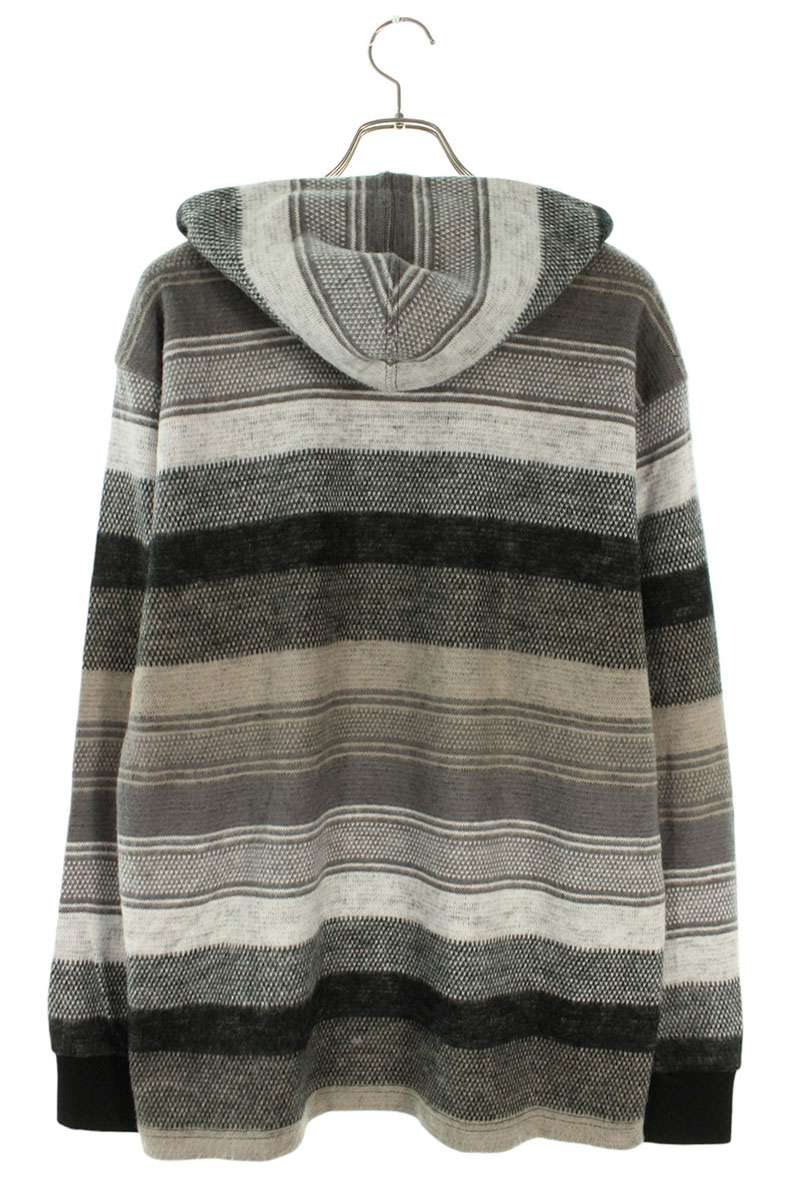 Supreme Knit Stripe Hooded L S Top Logo Embroidered Hoodie Gray Size L