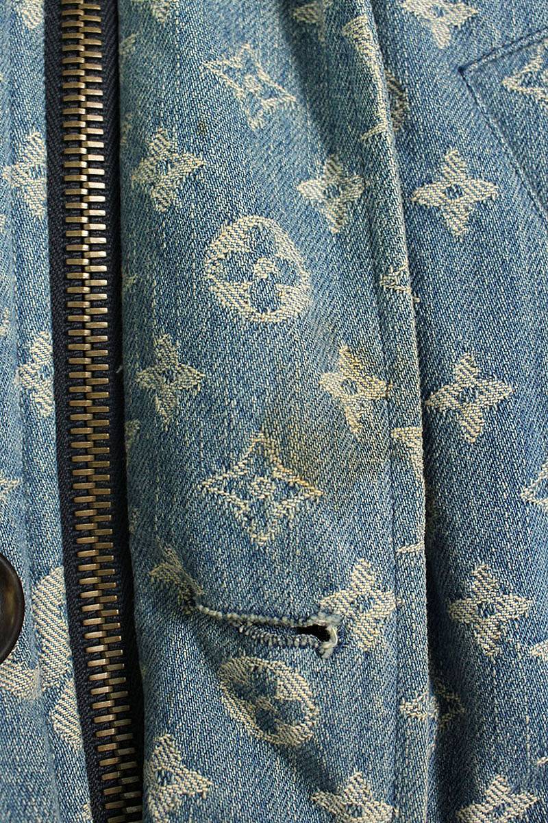 SUPREME LOUISVUITTON 17AW Denim Fur N-3B Coat Blue Size 50
