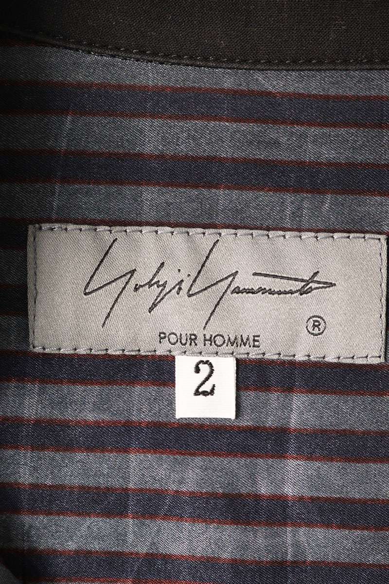 YOHJI YAMAMOTO POUR HOMME 24AW Striped Long Sleeve Shirt Gray Size M