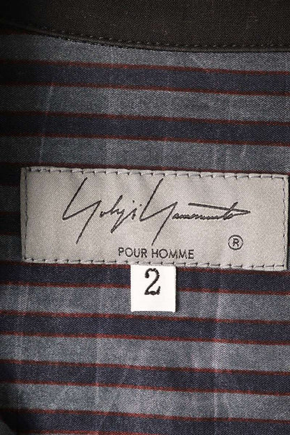 YOHJI YAMAMOTO POUR HOMME 24AW Striped Long Sleeve Shirt Gray Size M