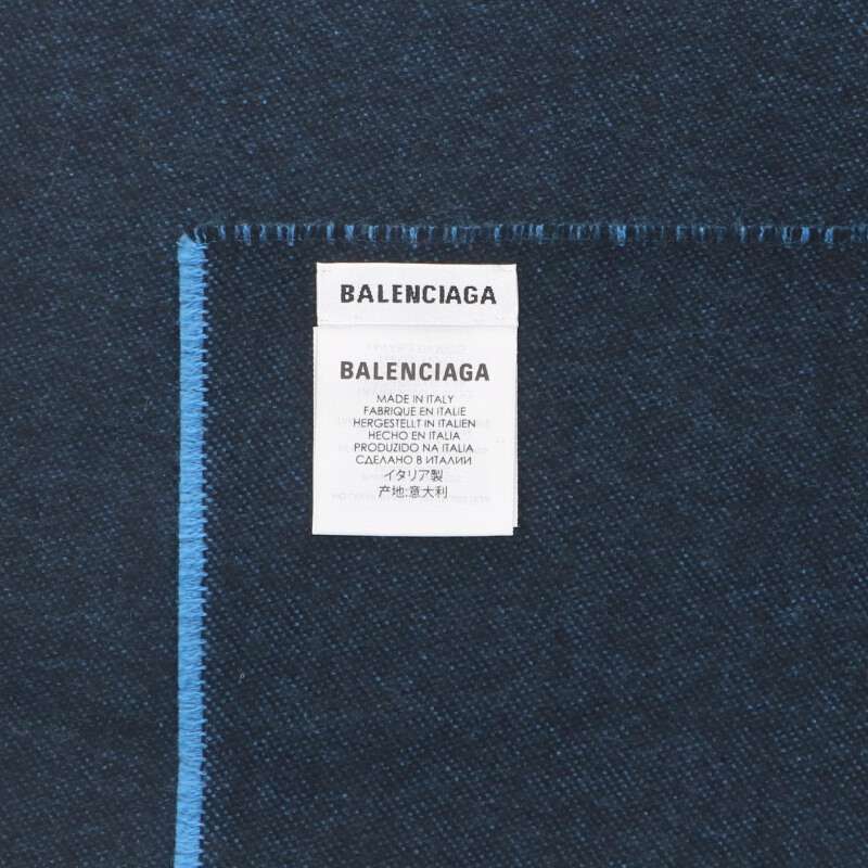 Balenciaga Logo Scarf Black x Blue