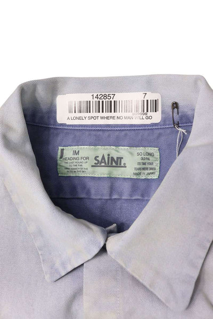 SAINT MICHAEL Logo Patch Vintage Long Sleeve Shirt Blue Size M