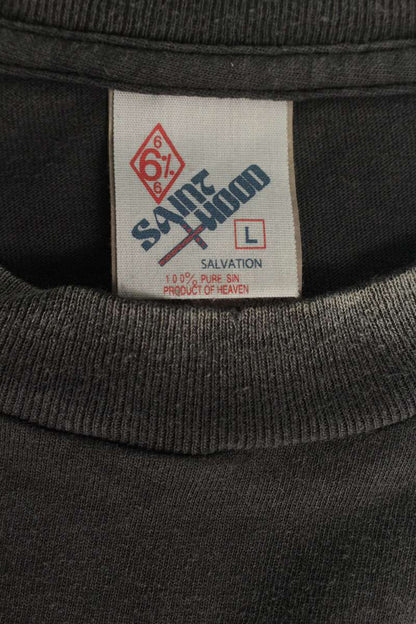 Saint Michael Vintage Logo Print Long Sleeve T-Shirt Gray Size L